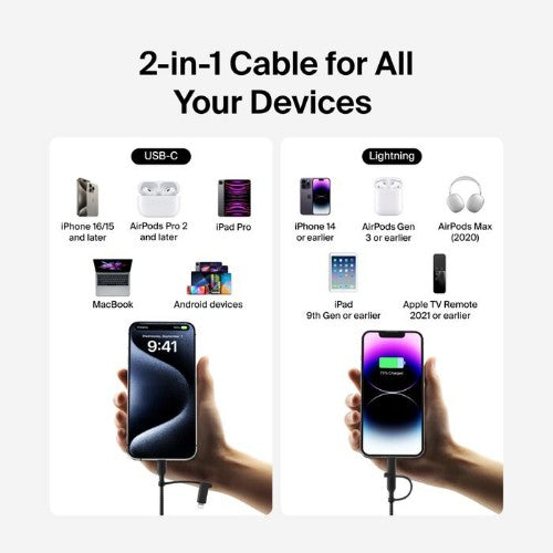 Belkin BoostCharge Pro USB cable USB 2.0 1.5 m USB C USB C/Lightning Black