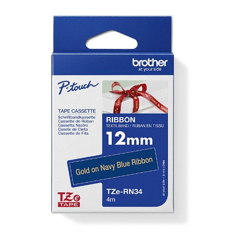 Brother TZE-RN34 label-making tape Gold on navy