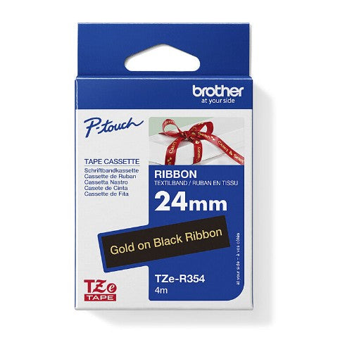 Brother TZE-R354 label-making tape Gold on black