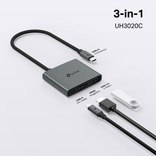 TP-Link UH3020C interface hub USB Type-C 5000 Mbit/s Grey