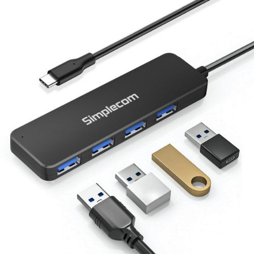 Simplecom CH340 interface hub USB 3.2 Gen 1 (3.1 Gen 1) Type-C 5000 Mbit/s Black