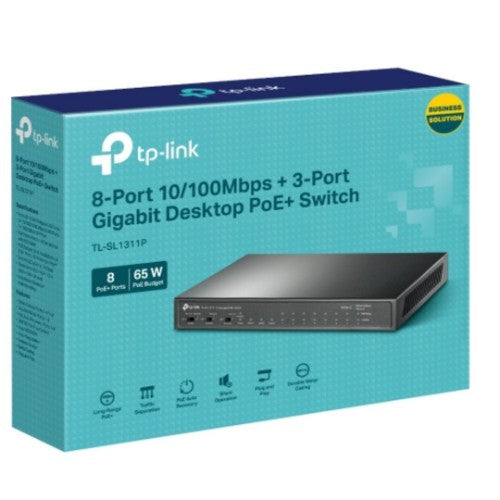 TP-Link 8-Port 10/100Mbps + 3-Port Gigabit Desktop Switch with 8-Port PoE+
