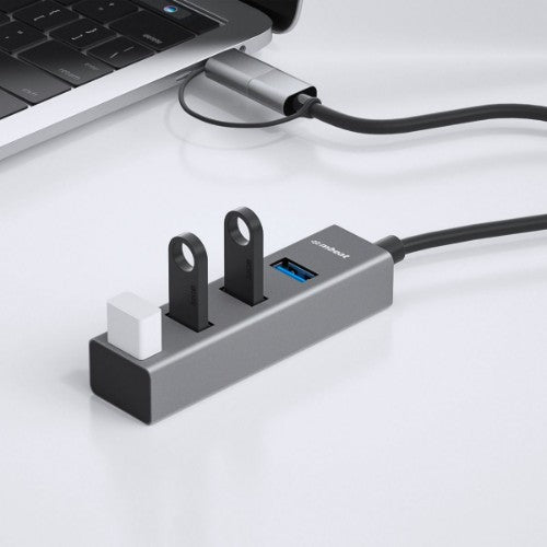 MBeat MB-CU3H-4G interface hub USB 3.2 Gen 1 (3.1 Gen 1) Type-A + Type-C 5000 Mbit/s Black, Grey