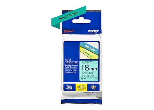 Brother TZE-741 label-making tape Black on green TZ