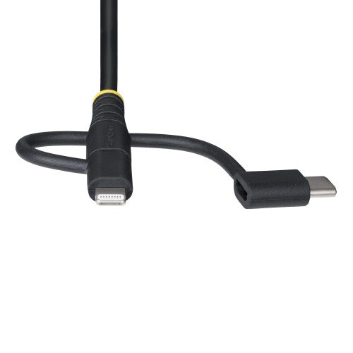 StarTech.com 3.3ft (1m) Rugged USB Multi Charging Cable, USB to Lightning/Micro-USB/Type-C, Apple MFi Certified, Aramid Jacket, Universal 3-in-1 USB Charger Cord for iPhone/iPad/Android