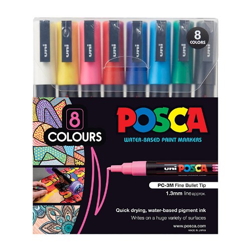 POSCA Black, Blue, Green, Pink, Purple, Red, White, Yellow 8 pc(s)
