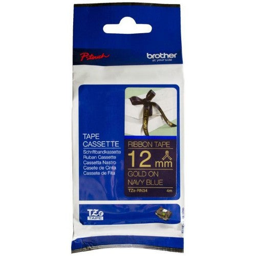 Brother TZE-RN34 label-making tape Gold on navy