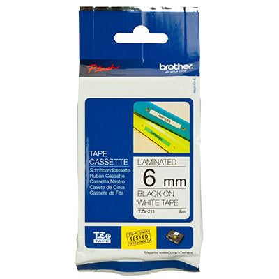 Brother TZe-211 label-making tape Black on white