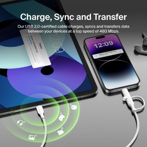 Belkin BoostCharge Pro USB cable USB 2.0 1.5 m USB C USB C/Lightning White