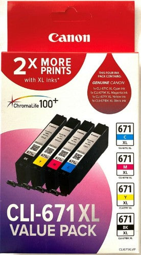 Canon CLI671XLVP ink cartridge 4 pc(s) Original High (XL) Yield Black, Cyan, Magenta, Yellow
