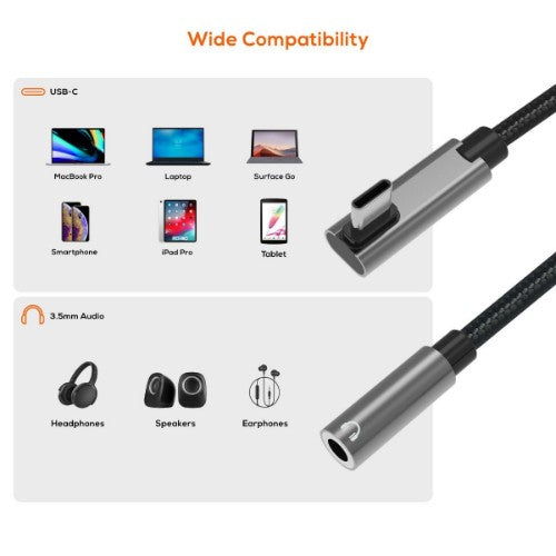 MBeat MB-XAD-C35AUX audio cable 0.15 m 3.5mm USB Type-C Grey