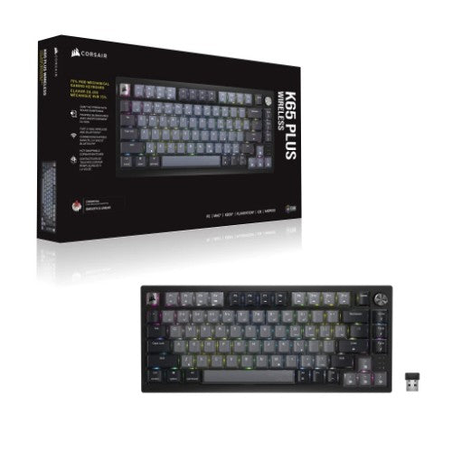 Corsair K65 PLUS WIRELESS 75 % RGB keyboard Gaming RF Wireless + USB QWERTY English Black