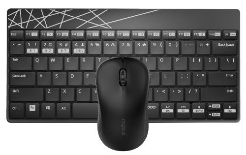 Rapoo 8000M keyboard Mouse included Universal RF Wireless + Bluetooth QWERTY English Black