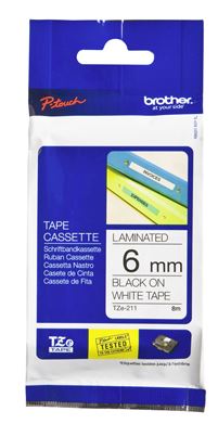 Brother TZe-211 label-making tape Black on white