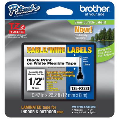 Brother TZE-FX231 label-making tape Black on white TZ