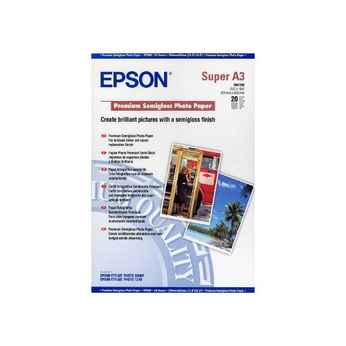 Epson Premium Semigloss Photo Paper, DIN A3+, 250g/m², 20 Sheets
