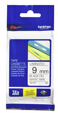 Brother TZE-221 label-making tape Black on white