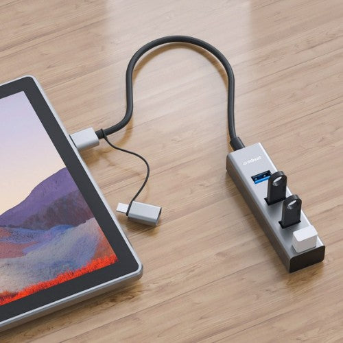MBeat MB-CU3H-4G interface hub USB 3.2 Gen 1 (3.1 Gen 1) Type-A + Type-C 5000 Mbit/s Black, Grey