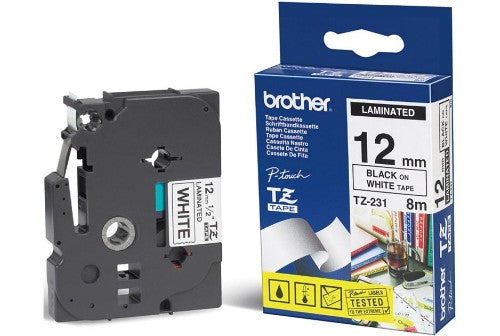 Brother TZE-231 label-making tape Black on white