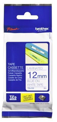 Brother TZE-233 label-making tape Blue on white