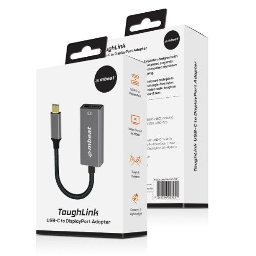 MBeat MB-XAD-CDP video cable adapter 15 m USB Type-C DisplayPort Black, Silver